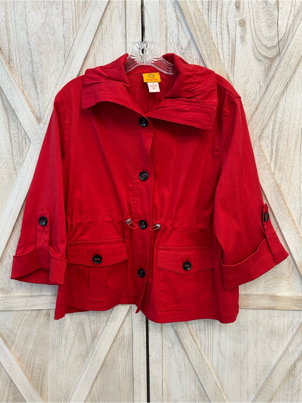 Ruby Rd. Red Utility Jacket with Drawstring Waist
